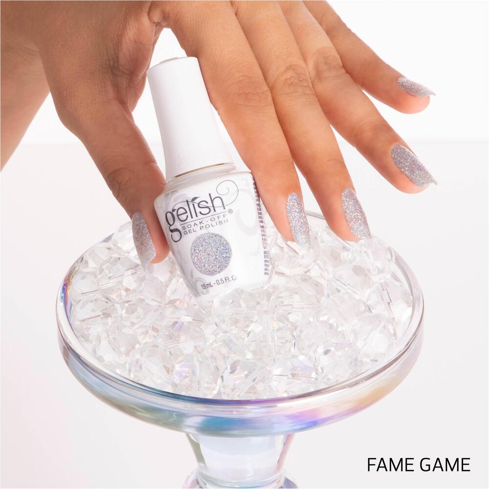 Gelish soak-off gel polish, gel color fame game -1110069 15 ml plateado con brillos
