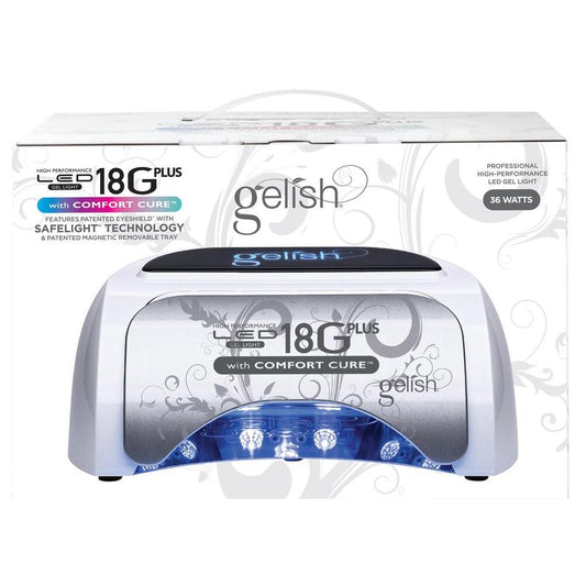 GELISH LÁMPARA DE SECADO DE UÑAS 36 WATTS WITH COMFORT CURE 18G PLUS LED LIGHT PATENTADA CON TECNOLOGÍA DE CUIDADO DE OJO, LUZ SEGURA